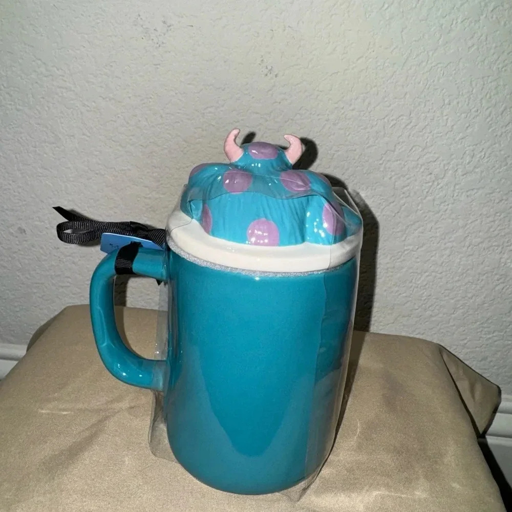 RAE DUNN Monsters Inc "SULLEY" Blue Mug w/ Topper Pixar Disney NEW W TAG - Picture 3 of 5